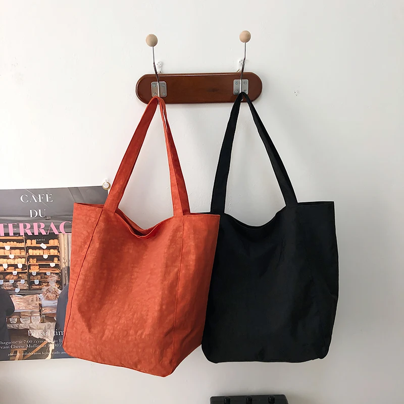 Durable Fashion Shoulder Tote Bags For Women Washed Nylon Fabric Waterproof Shopping Bag Big Capacity Shopper Totes Handbag - Image 6