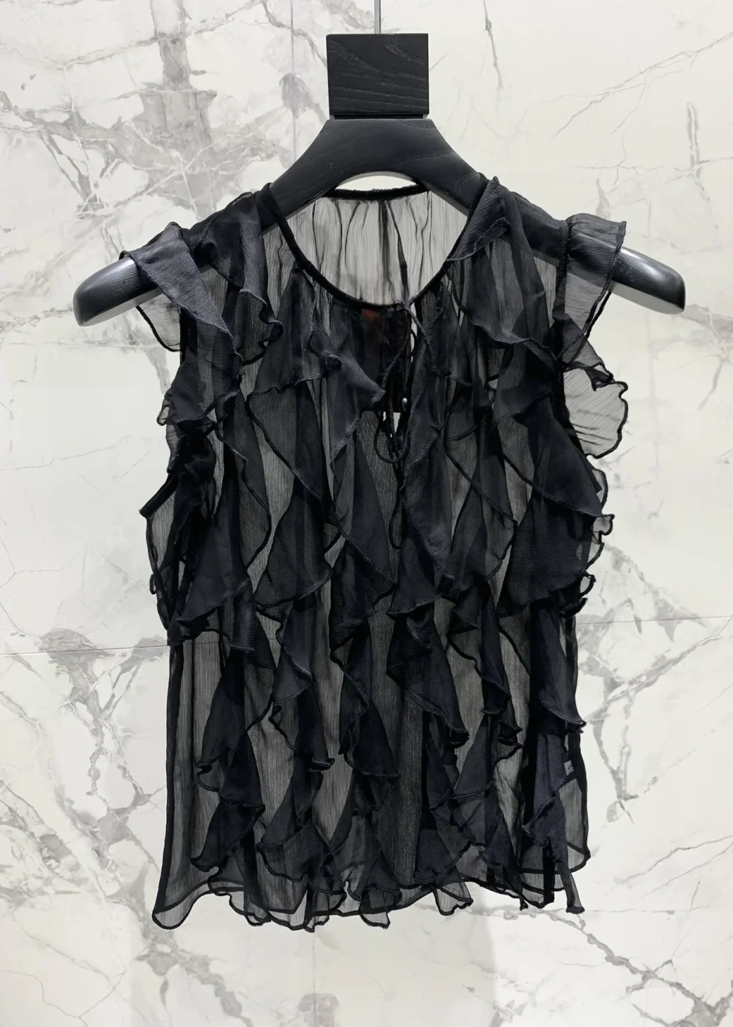 Women's Lotus leaf edge sleeveless top Women's Shirt Long Sleeve Shirts Female Clothing Shirt Top Women Blouse Women Clothing