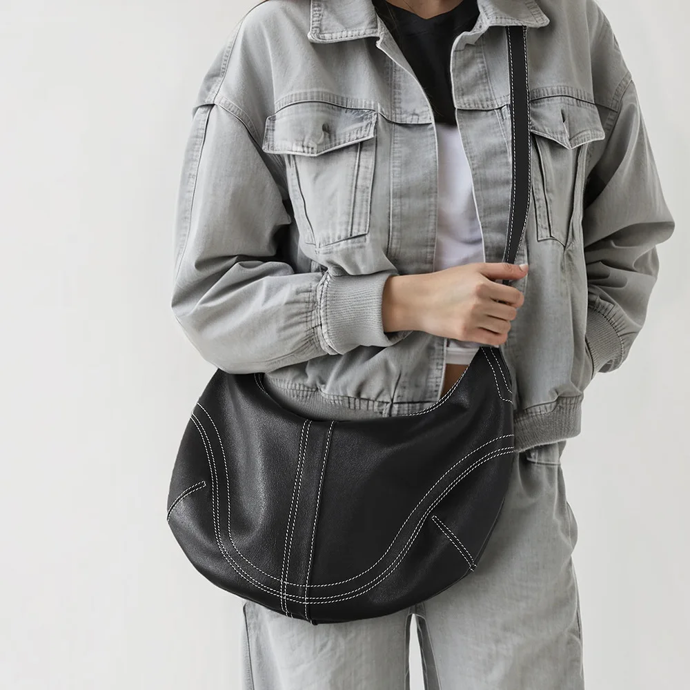 First Layer Cowhide Dumpling Bag Trend Women's Crossbody Bag Leather Women's Handbag Designer Luxury Bag