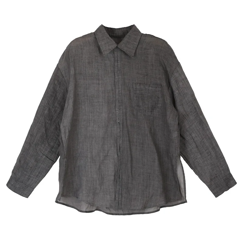 casual ramie light and breathable long-sleeved sunscreen women's shirt women's summer - Image 3