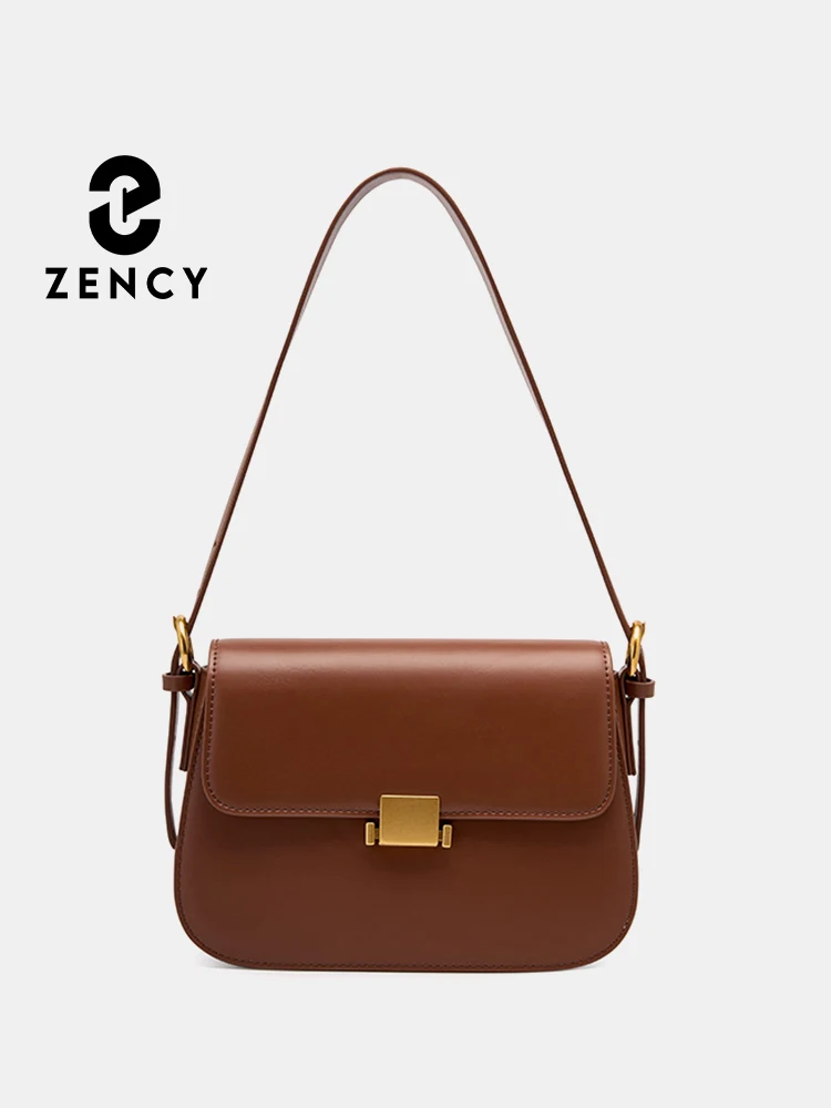 Zency Premium Design Armpit Bag Women's Genuine Leather Handbag Fashion Small Square Bag Shoulder Crossbody Gift For Girlfriend