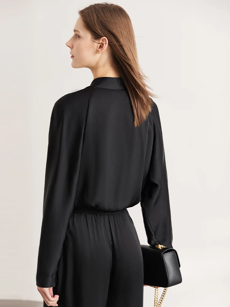 AMII Minimalist Autumn Shirt Vest Women New Raglan Sleeve Half Open Collar Loose Mercerized Solid Blouses Female 12353102 - Image 4
