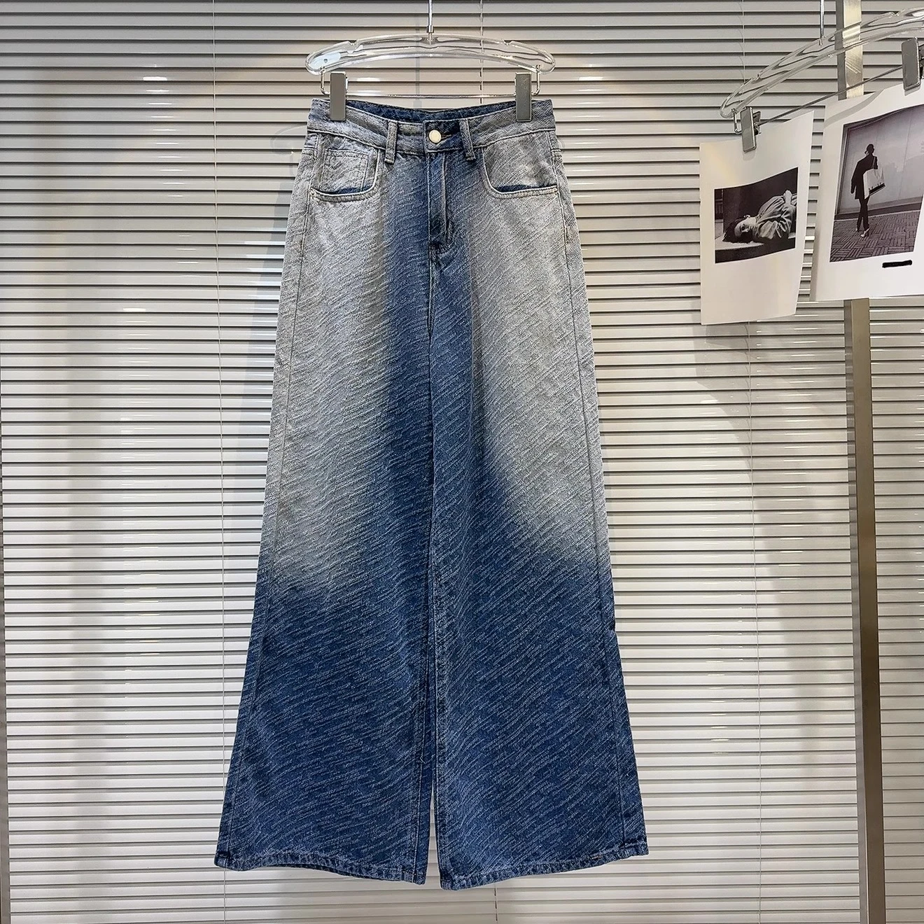 Women's Spring New Fashion Pearl Bead Sleeveless Tube Tops Feminine Pocket Decoration Wide Leg Jeans Women’s Chic Pant Sets - Image 2